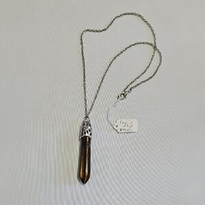 Silver and Brown Pendant Necklace
